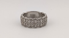 Vintage Sterling Silver Ring Wide Pave Eternity Band Clear Topaz 925 China Size