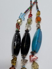 ✨VINTAGE✨ EsMor Bohemian Painted Bead Necklace 3 Strands Hand Strung Fabulous