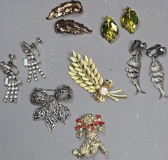 Juliana Sara Coventry Renoir & Unsigned Fish Rhinestones Earrings Brooches Lot