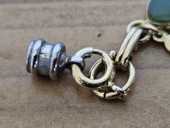Vintage 1/20 12k Gold Filled & Green Stones Link Bracelet 6-3/4 Inches