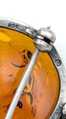 Vintage Amber Apple Brooch Sterling Silver Teacher Gift Baltic