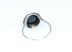 835 Silver – Antique Art Nouveau Ring/Seal / Engraving – Heliotrope U.Markasite