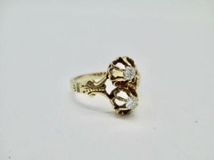 VICTORIAN BUTTERCUP 14 KT YELLOW DIAMOND RING 0.24 CTW SIZE 7.25