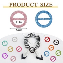 12PCS Silk Scarf Ring Clip T-shirt Tie Clips for Women Fashion Resin Ring Scarve