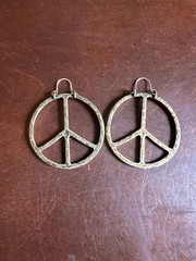 Two Pairs of Vintage-Style Peace Sign Hoop Earrings