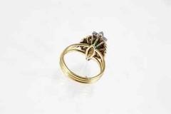 18K Yellow Gold Jade & Diamond Estate Cocktail Ring