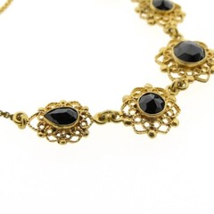 BEAUTIFUL ANTIQUE 14K GOLD NECKLACE WITH GARNET STONES | 39 CM