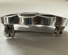 Vintage Zuni Native 925 Silver Sunface Brooch Inlay Design Natural Stones
