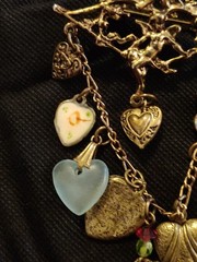 Romantic Valentine’s Vintage Brooch 10 Hearts Cherub Dangle Pin 2×3.5 Inches