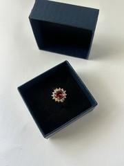 Vintage Red Cubic Zirconia Ring Gold Plated Womens Size 8.5