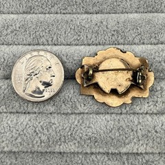 Antique Victorian Period Engraved Ornate C Clasp Back 1 3/8″ Brooch Pin #62200