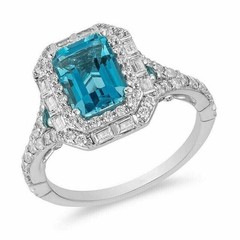 Art Deco Antique 3.90 Ct Aquamarine Vintage Engagement Ring 925 Sterling Silver