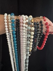 13 Vintage Beaded Necklaces, Varied Lengths And Colors. Lightweight.