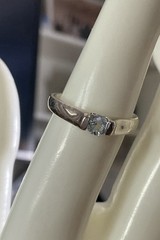 Vintage Sterling Silver 925 Signed SU Blue Topaz Flush Set Ring Size 7.5