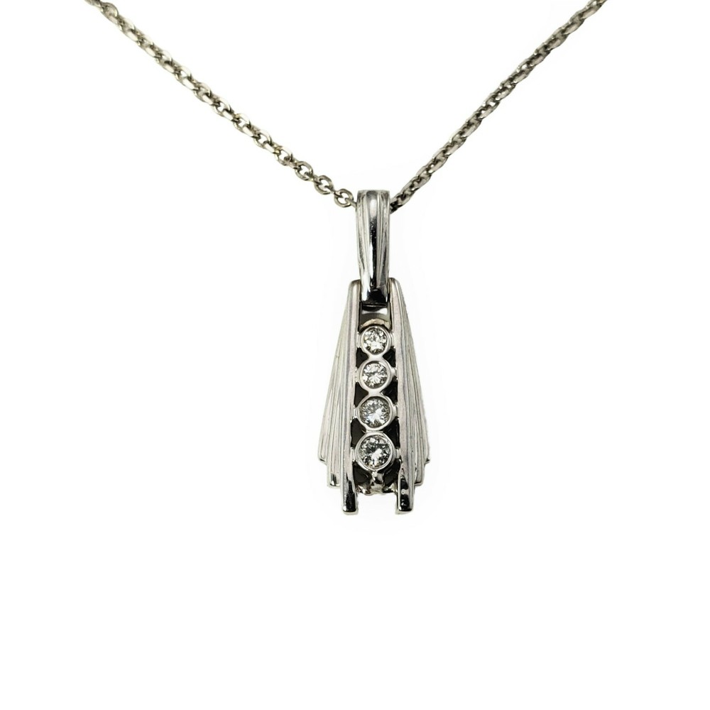 Vintage 14 Karat White Gold and Diamond Pendant Necklace #11398