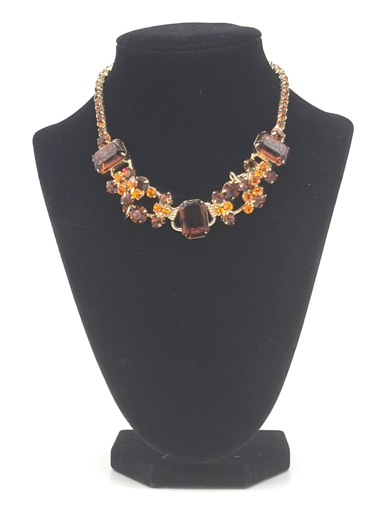 JULIANA D&E Amber Topaz Emerald-Shaped Rhinestones 5-Link Necklace