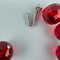 Vintage Red Glass Bead Choker Necklace Faceted Chunky Heavy Hand Knotted Czech?