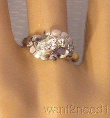 estate 14K White Gold Diamond Ring 50s MCM Swirl Natural 5-Stone .25ct size 7.5