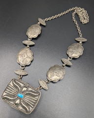 Vintage Estee Lauder Southwestern Style Solid Perfume/Locket Statement Necklace