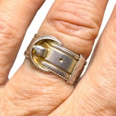 LUX Antique Sterling Silver Buckle Ring, 1880s Birmingham England, Size 8 1/2