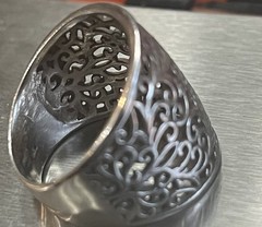 Vintage Sterling Silver 21mm Wide Filigree Ring 6.1 Grams Size 7