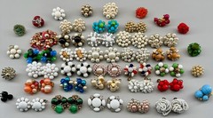 Vintage Cluster Clip On Earrings Lot Germany Hong Kong Japan 28 Pairs 14 Singles