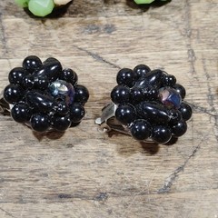Vintage Trifari & Hong Kong Clip On Earrings Beads Cluster Jewelry Retro