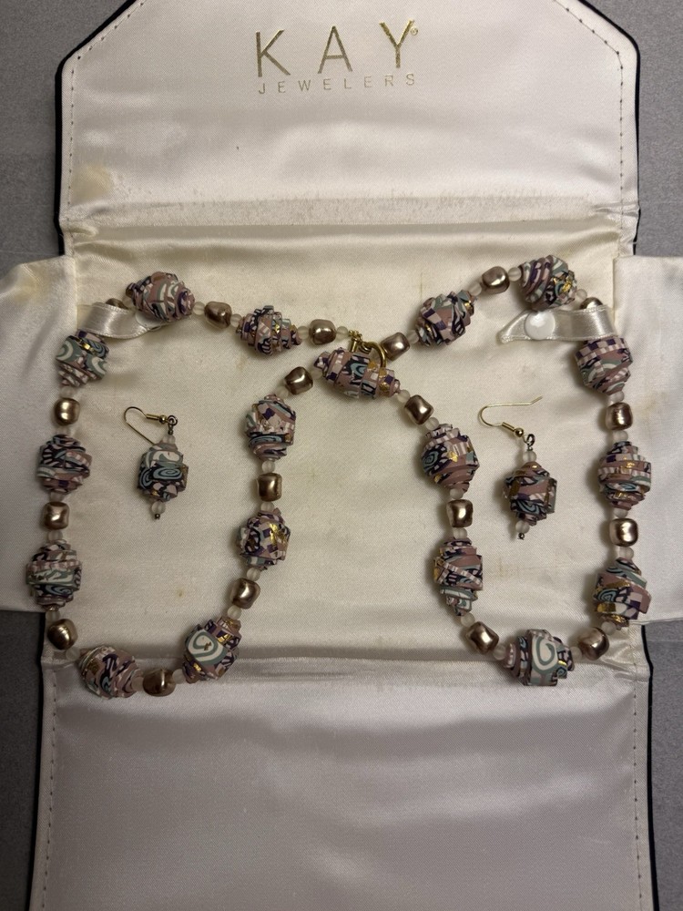 Vintage KAY Jewelers Necklace Earrings Set Fashion Art Deco