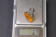 Vintage 1960s Antique Russian USSR BALTIC AMBER Ring D1595