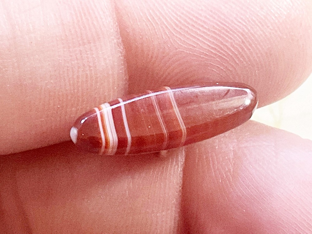 Antique Banded Agate with Gold Filled Charm Watch Fob Drop Button Tiny Size