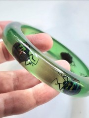 Vintage Green Juice Lucite Beetle Bangle