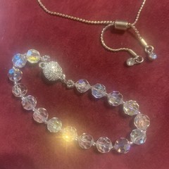 3 Piece Vintage Bracelets Lot Crystal, Silver Made By Best, Gold Tone Lariat