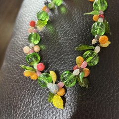 VINTAGE Fruit Salad Glass Bead Necklace 18 In. Barrel Clasp NICE