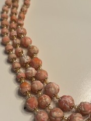 Vtg Japan Multi-Strand Necklace Clip Earrings Set Beaded Gold Toned Both Stamped