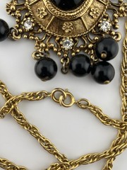 Celebrity Gems Pendant Necklace Victorian Etruscan Revival Ornate Gold Tone