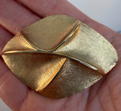 Vintage Abstract Modernist Gold Tone Brooch Signed Pakula Mid Century Geometric