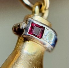 Antique Vintage 14K Gold Platinum Palladium Hand Pendant w Diamond Sapphire Ruby