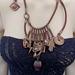 UNOde50 Rare Boho Leather Charm Necklace Statement Talismans Spiritual Unisex