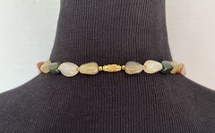 Vtg Beggar Beads Necklace Polished Stones Gold-toned Spacers Barrel Clasp 29 In