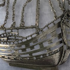 Vintage Sailing Ship Necklace Silver Tone Nautical Pendant 60s 70s