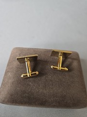 Vintage Mid-Century Modern Dante MCM Gold Tone Cufflinks & Tie Bar Clip