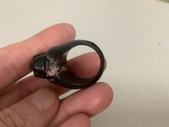 Vintage carved natural black coral skull Gothic mens womens ring size 7.5-7.75