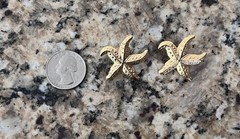 Vintage Avon 1987 1980’s Gold Tone Starfish Statement Stud Earrings 1” Earrings