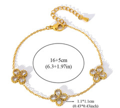 Gold-Tone Flower Zirconia Jewelry Set Waterproof Stainless Steel Vintage
