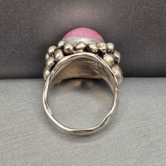 Vintage Masha Archer Sterling Silver Pink Mabe Pearl Ring Size 7 Brutalist