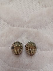 Vintage West Germany Purple Glass Cabochon Gold Tone Clip On Earrings