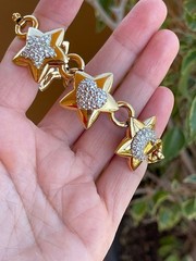 Chunky Gold Star Statement Bracelet Crystal Moon Heart Celestial Link 19cm