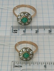 USSR Vintage Original Rose Gold Natural Chrysoprase & CZ Ring 585 14K 3,01 g.