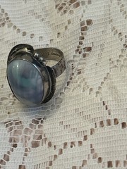 Vintage Mabe Pearl Ring~Marked VB~Volmer Bahner~Sterling ~Size 7.75