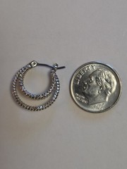Unsigned Napier Silver-Tone Textured Triple Hoop Earrings Wire Snap Closure